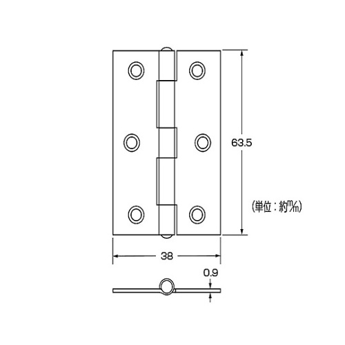 P-615 ステン蝶番 64mm 2個【61-7021-02】