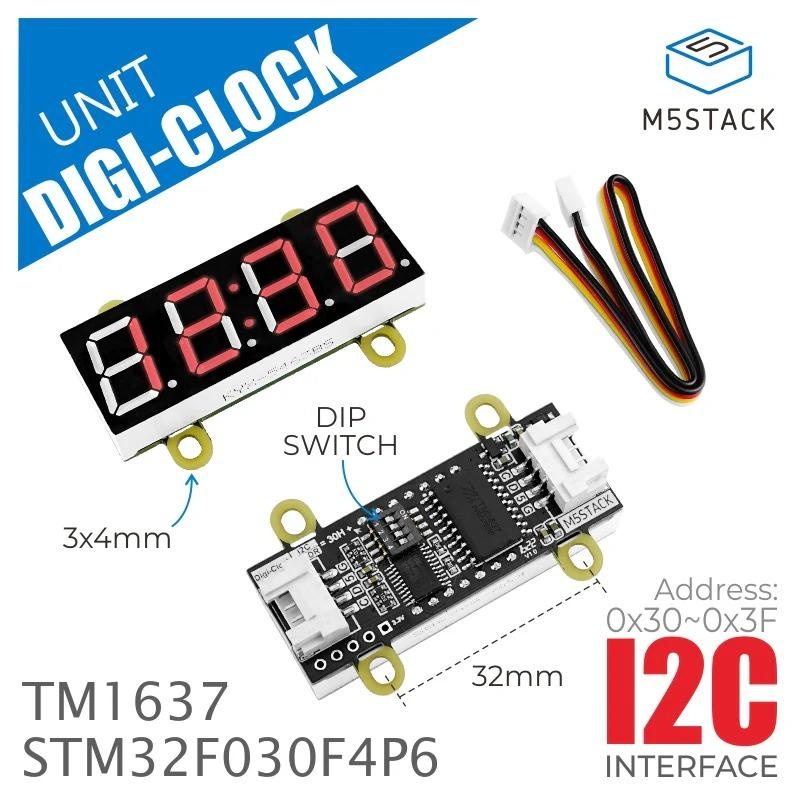 M5Stack用赤色7セグメント4桁デジタルクロックユニット【M5STACK-U146】