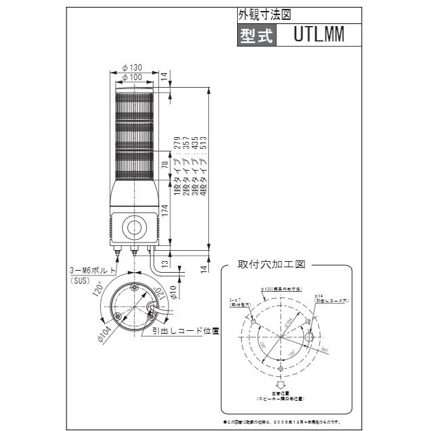 大型積層式LEDライト赤【UTLMM-100-1(R)】