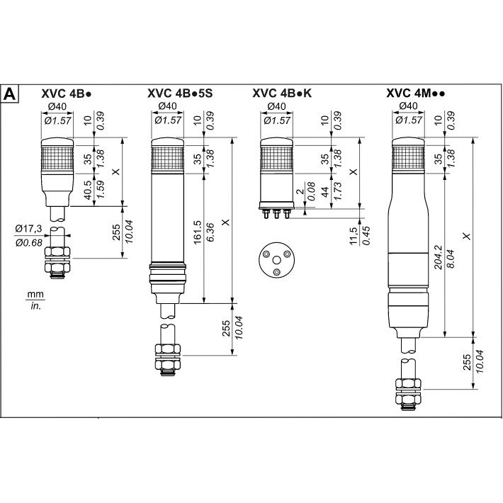 積層式LED表示灯赤黄緑【XVC4B35S(RYG)】