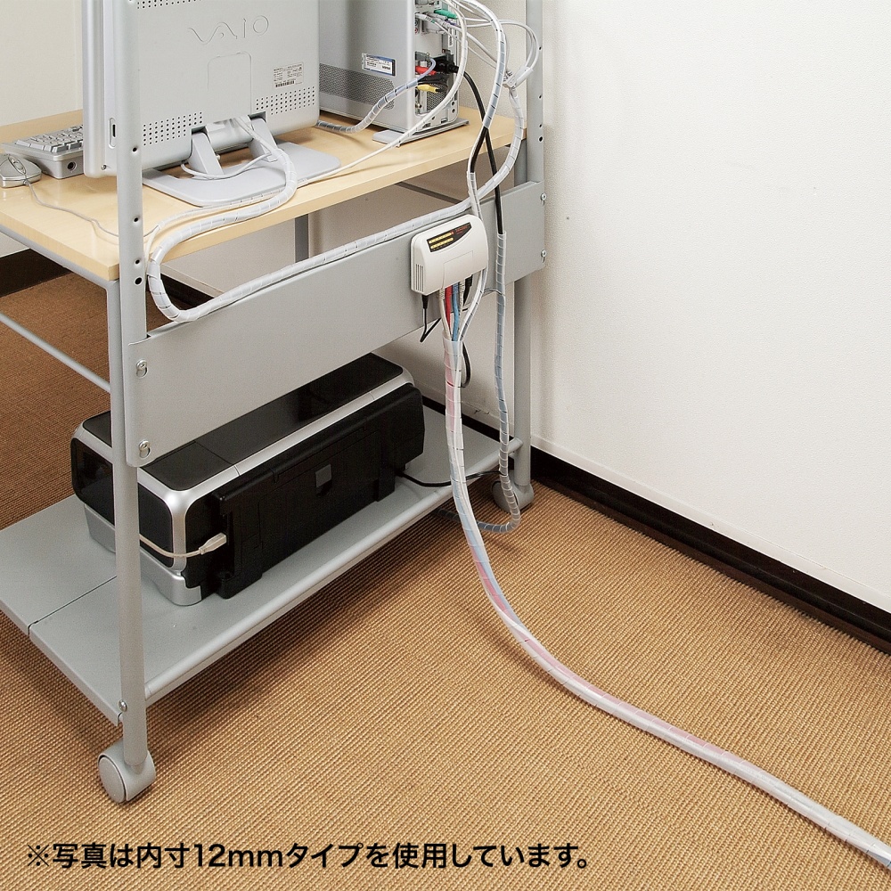 ケーブルタイ（スパイラル・ホワイト）5m巻き・内寸直径15mm【CA-SP15W-5N】
