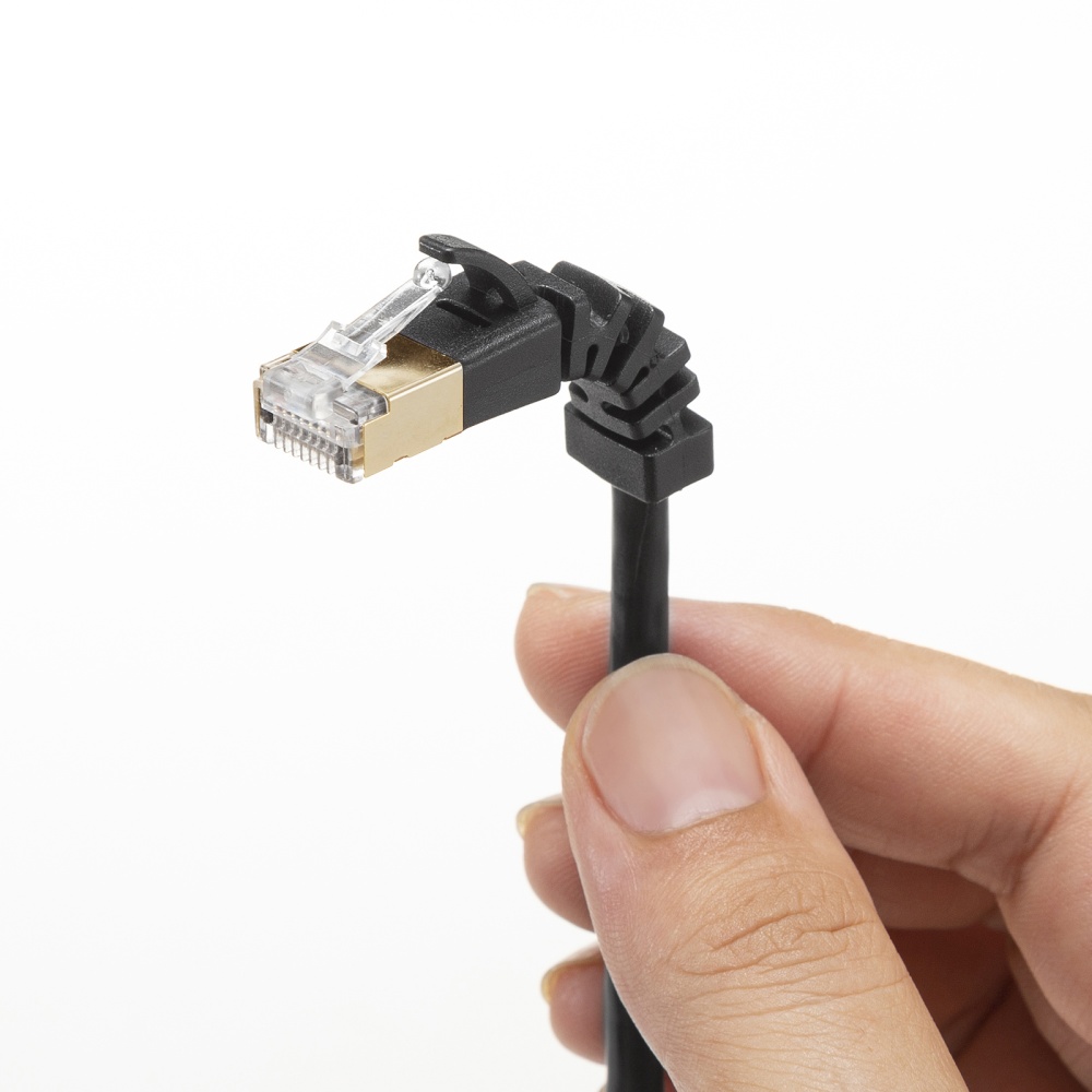 4方向固定CAT6A STP LANケーブル(ブラック・5m)【KB-T6ASYL-05BK】