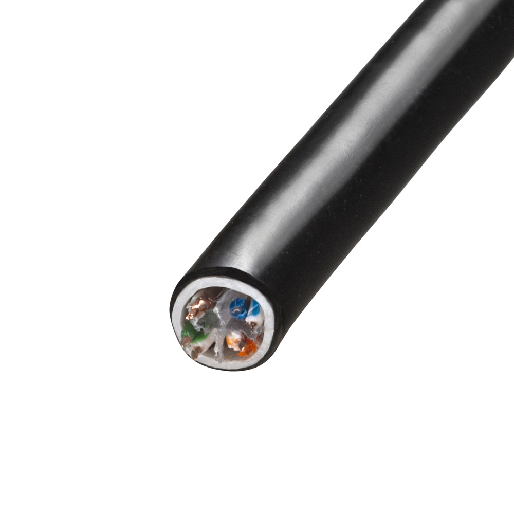 屋外用防水カテゴリ6A LANケーブルのみ(ブラック・100m)【KB-T6AWP-CB100BK】