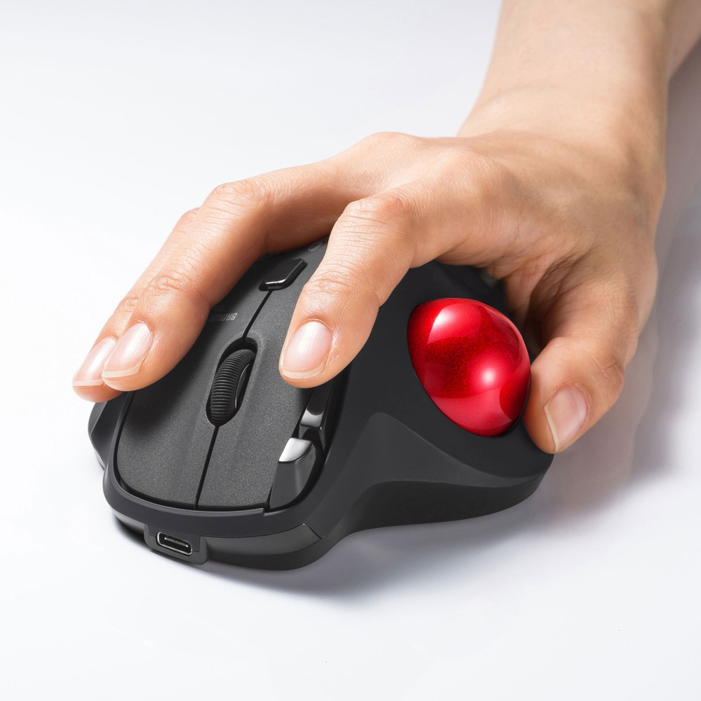 Bluetoothトラックボール（静音・5ボタン・親指操作タイプ）【MA-BTTB186BK】