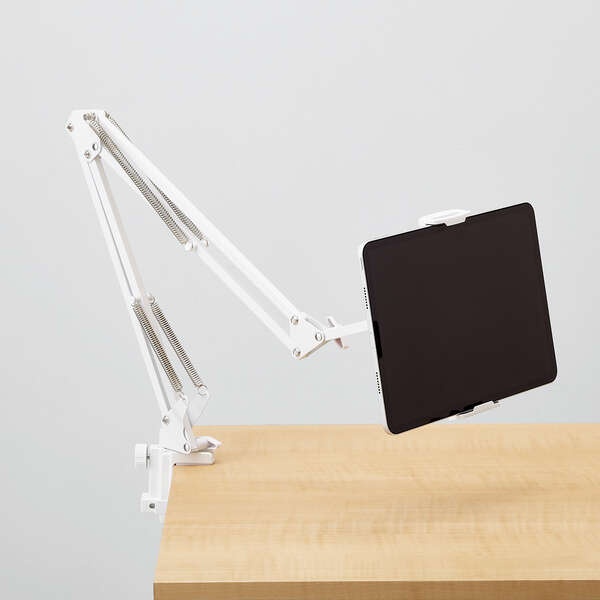 Zアーム型タブレットスタンド(ヘッドボードに取付可能)【TB-DSZARMBEDWH】
