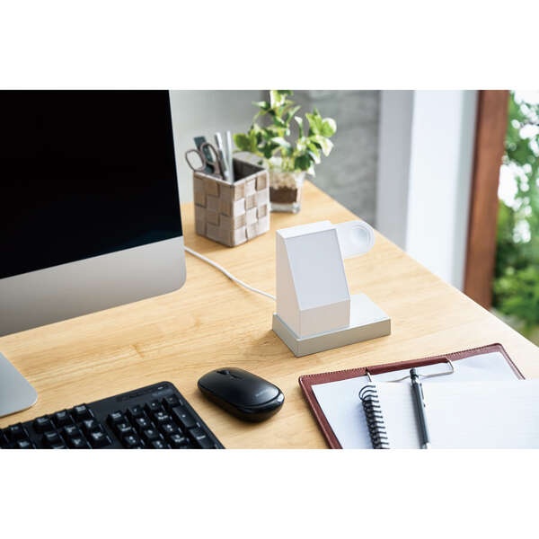 2in1マグネットワイヤレス充電スタンド(7.5W+Apple Watch)【W-MS05WH】