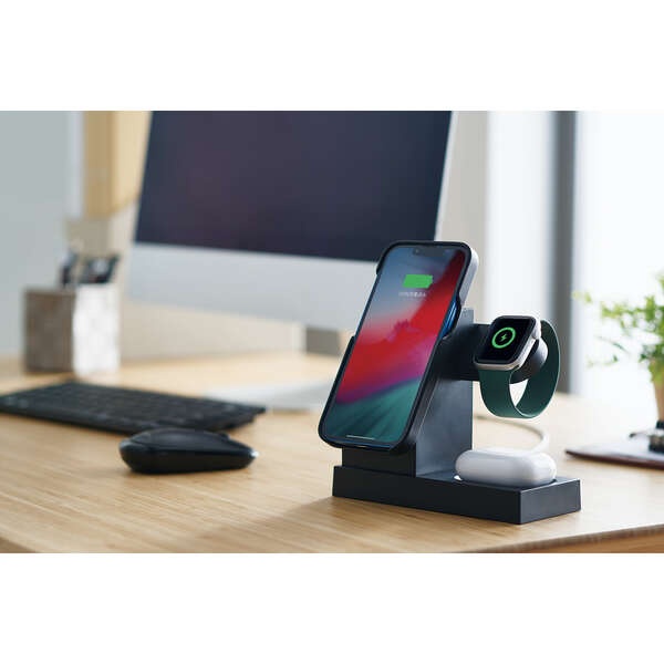 3in1マグネットワイヤレス充電スタンド(7.5W+5W+Apple Watch)【W-MS06BK】