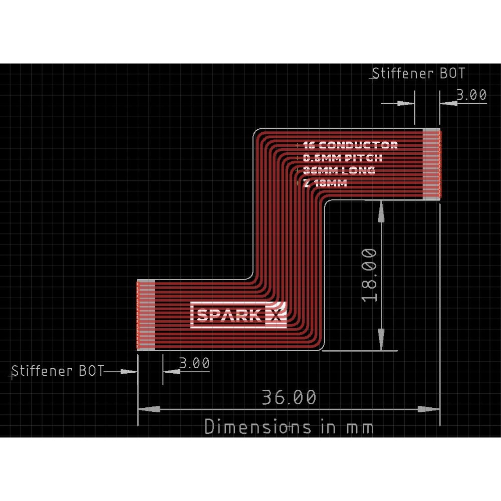 16-way Flexible Printed Circuit Z-shaped【CAB-18985】