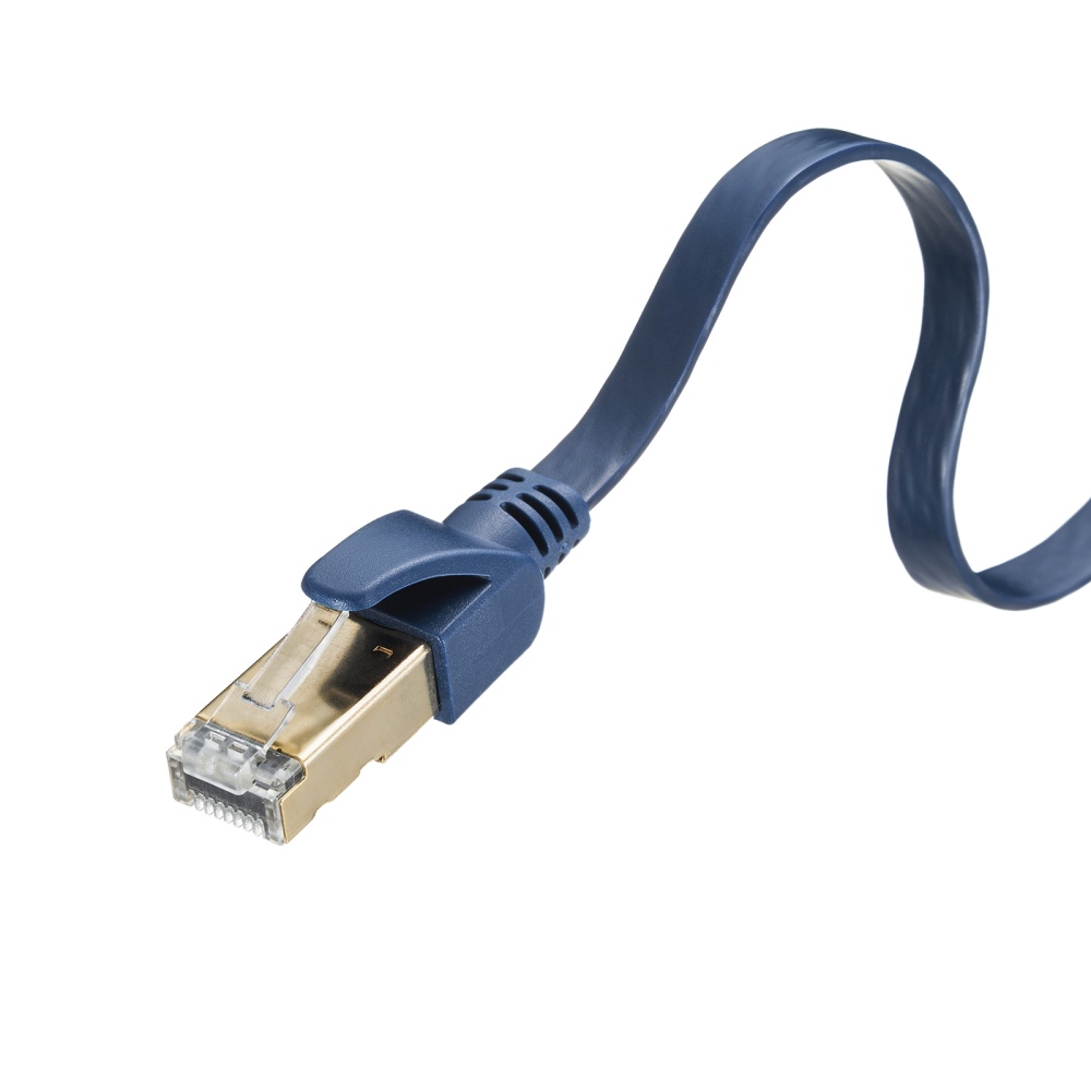 カテゴリ6Aハンダ産業用フラットLANケーブル(ネイビーブルー・10m)【KB-HFL6A-10NV】
