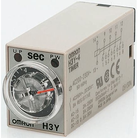 Omron ソリッドステートタイマ H3Y, アナログ, シングル動作 200 → 230 V ac プラグイン