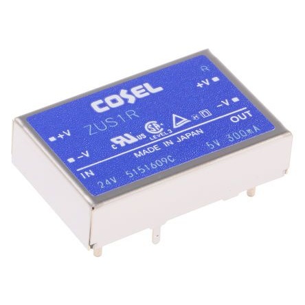 コーセル DC-DCコンバータ Vout:5V dc 4.5→ 9 V dc、1.5W、ZUS1R50505 
