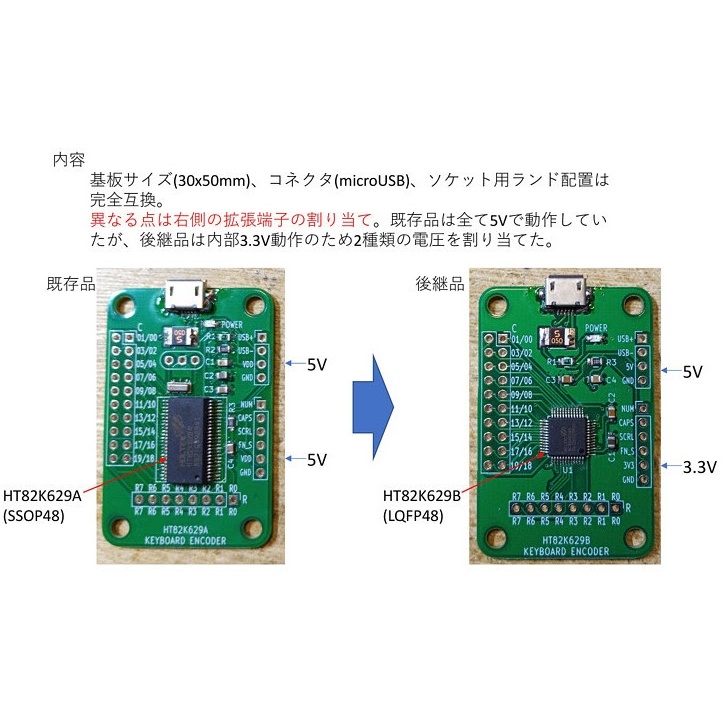 キーボード実験基板(表面実装版・完成品)【MR-KEYBOARDV2】