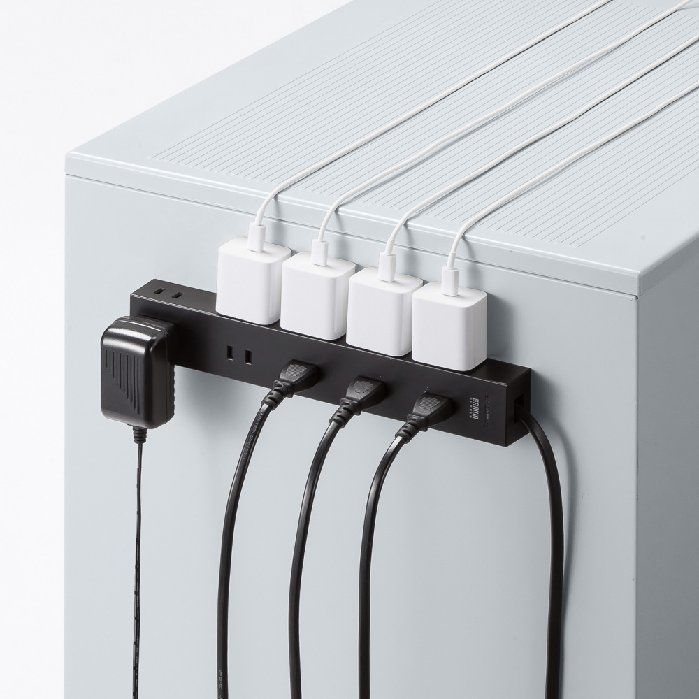 電源タップ2P10個口強力ネオジムマグネットシャッター付【TAP-2210-5BK】