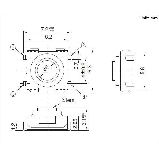 タクトスイッチ SKHU シリーズ 100個巻リール製品【SKHUBHG020】