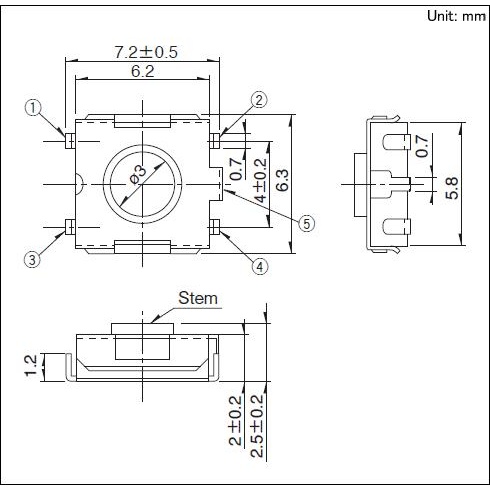 タクトスイッチ SKHU シリーズ 100個巻リール製品【SKHUPKG020】