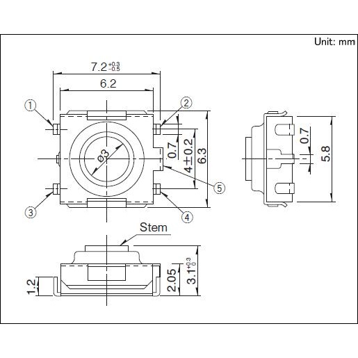 タクトスイッチ SKHU シリーズ 100個巻リール製品【SKHUQGG020】