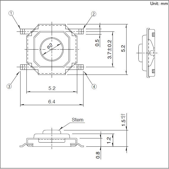 タクトスイッチ SKQG シリーズ 100個巻リール製品【SKQGAFG020】