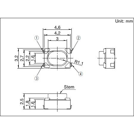 タクトスイッチ SKRP シリーズ 100個巻リール製品【SKRPABG020】