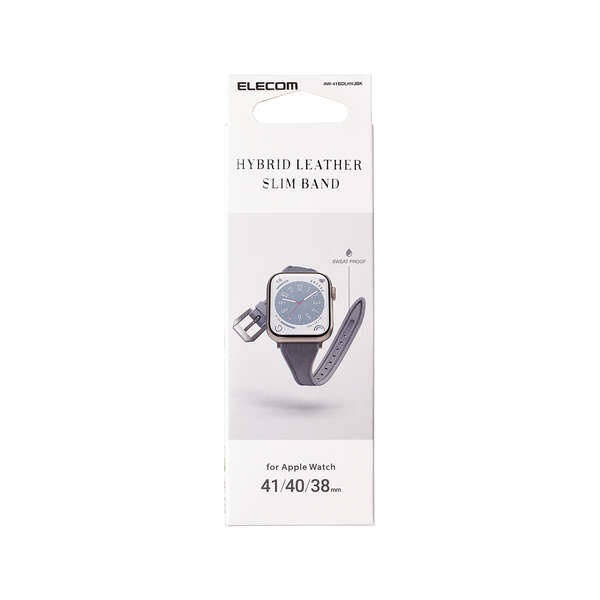 Apple Watch用ハイブリッドレザースリムバンド (41/40/38mm)【AW-41BDLHVJBK】
