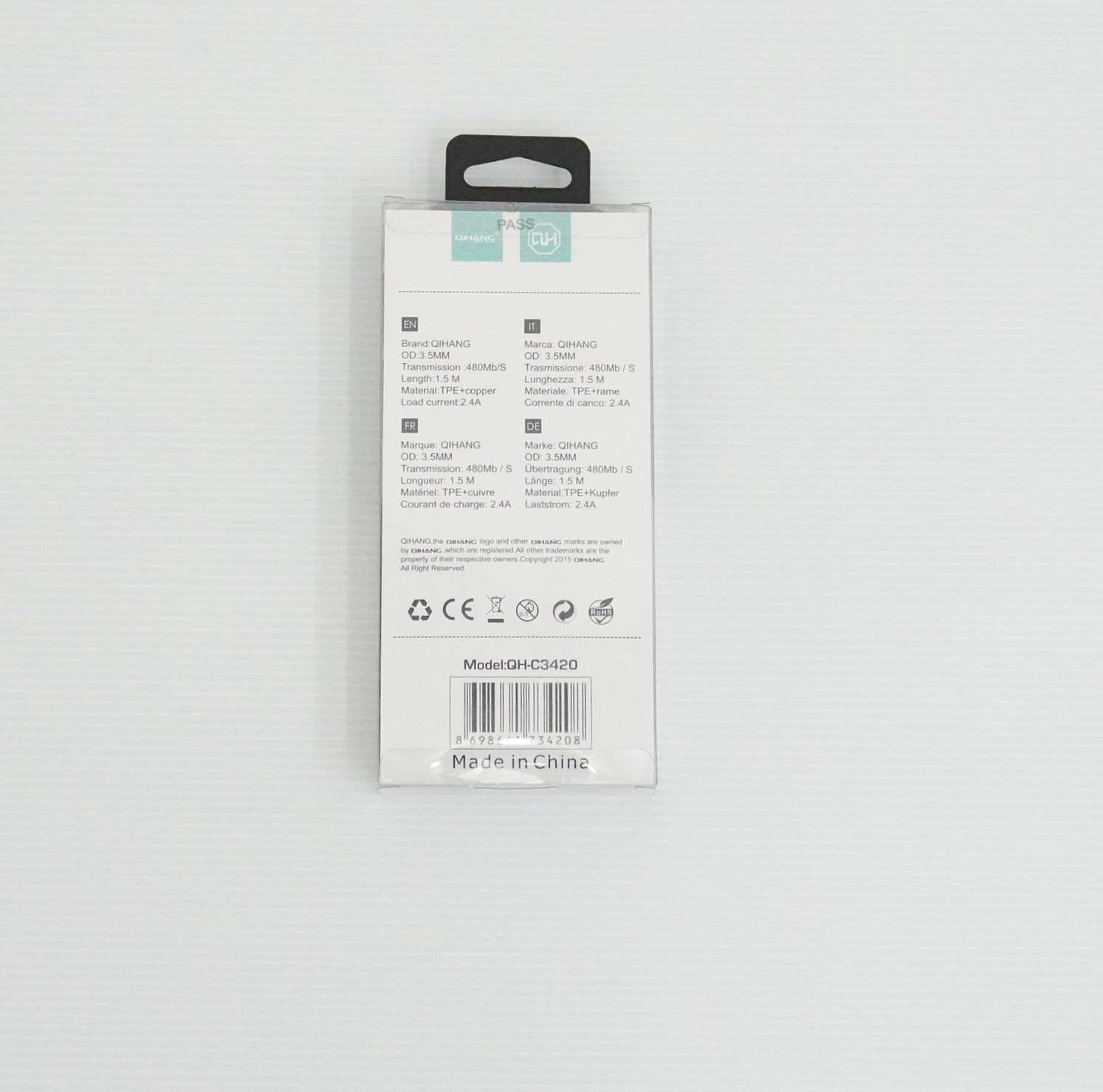 【在庫処分セール】USB2.0ケーブル(Type-C-A)1.5m 赤色【EM-TCC-1.5M-RD】