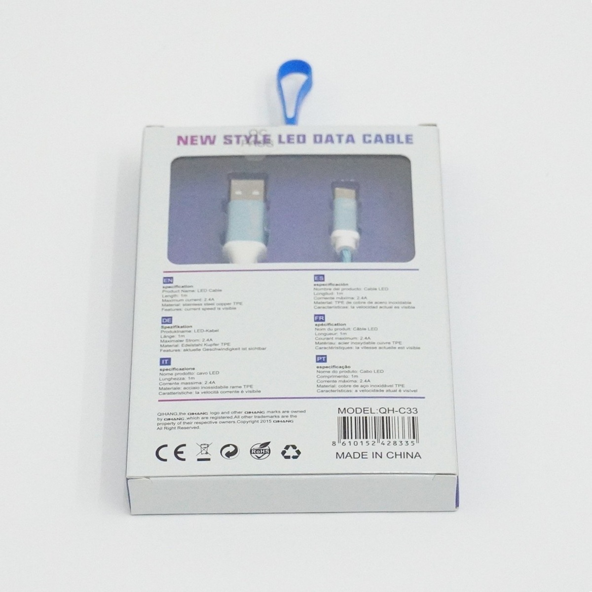 【在庫処分セール】流れるLED Type-Cケーブル【EM-US20C-LEDFL-1M-BL】