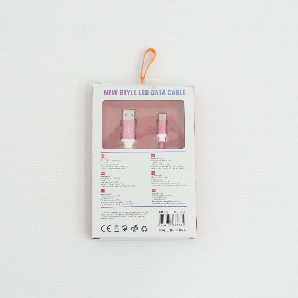【在庫処分セール】流れるLED Type-Cケーブル【EM-US20C-LEDFL-1M-RD】