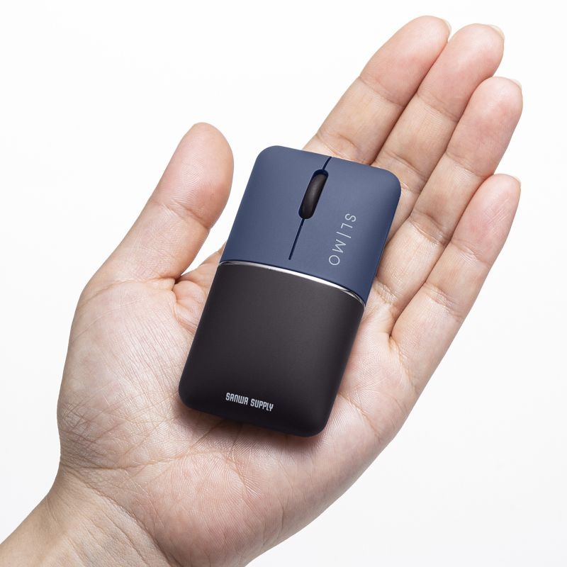 静音BluetoothブルーLEDマウス SLIMO(充電式)【MA-BBS310NV】