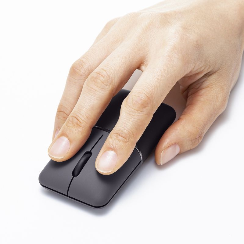 静音ワイヤレスブルーLEDマウス SLIMO(充電式/Type-C)【MA-WCBS310BK】