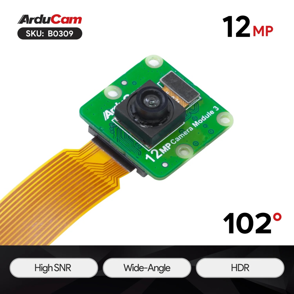 Arducam IMX708搭載 Raspberry Pi用固定焦点カメラモジュール(広角)【UCTRONICS-B0309】