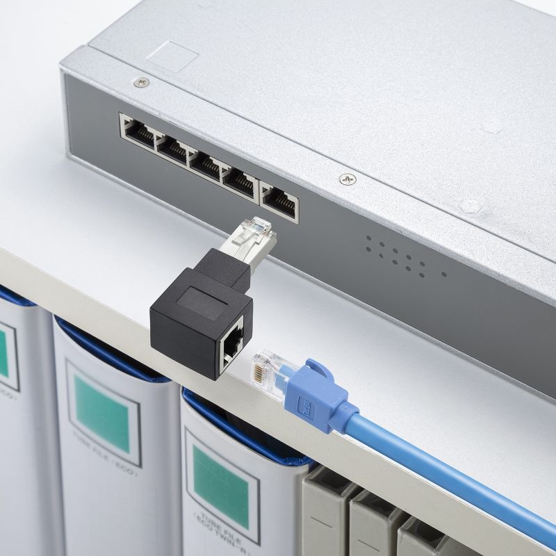 RJ-45L型変換アダプタ(右出し カテゴリ6A STP)【ADT-RJ6A-LR】