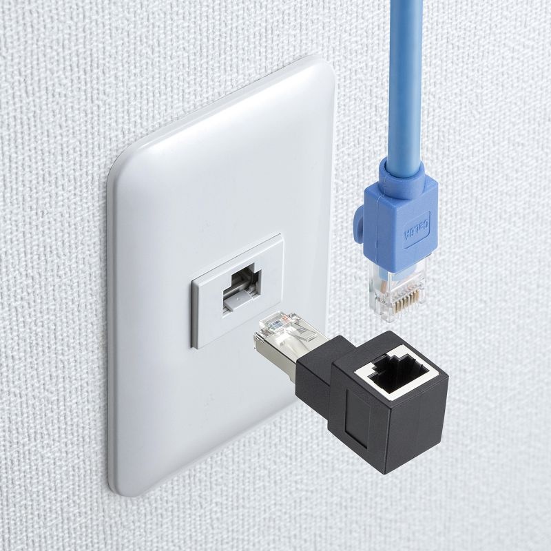 RJ-45L型変換アダプタ(上出し、カテゴリ6A STP)【ADT-RJ6A-LU】