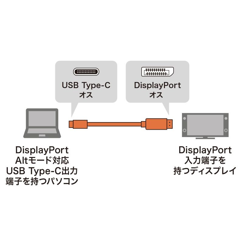TypeC-DisplayPort変換ケーブル(ブラック・2m)【KC-ALCDP20K】