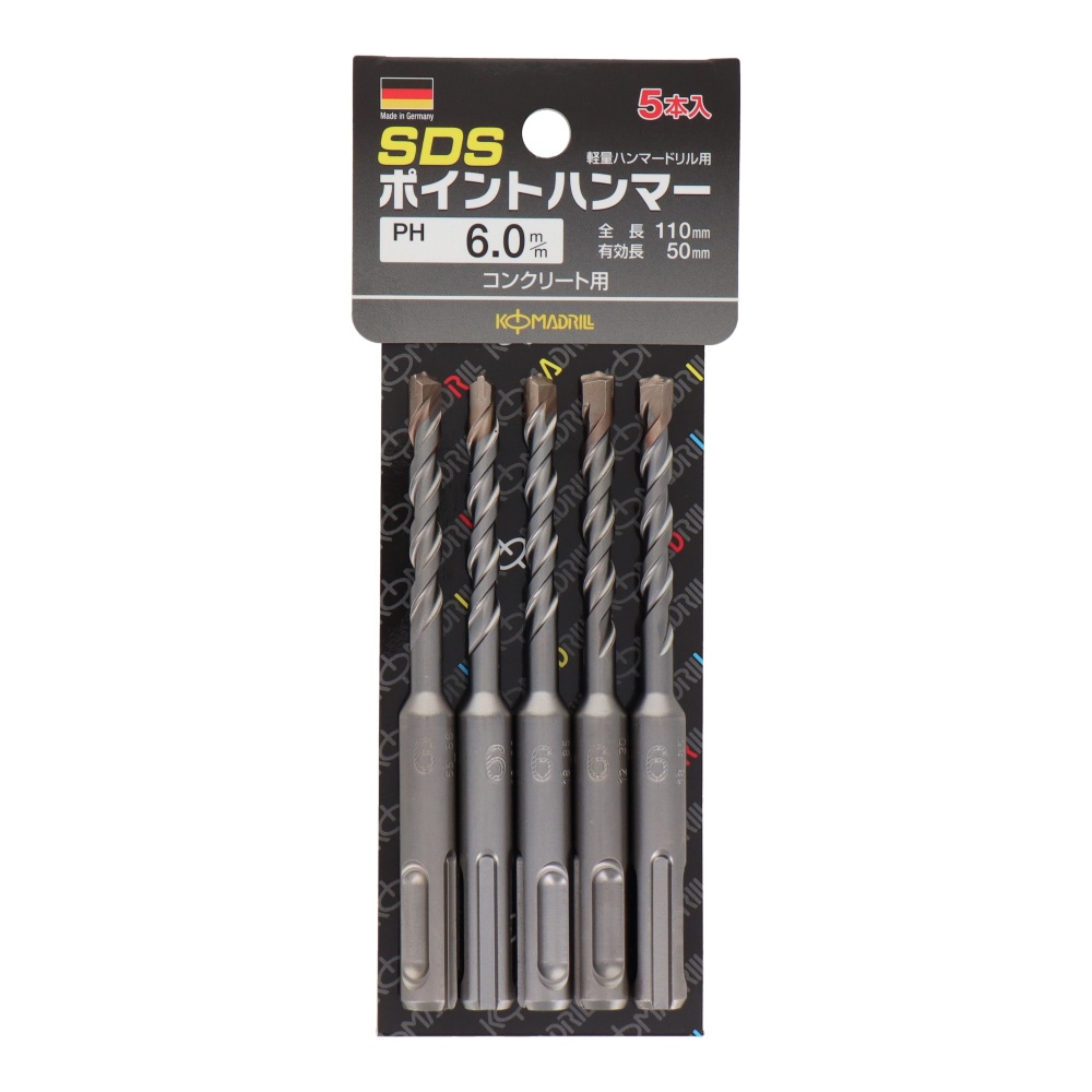 SDSポイントハンマードリル 5本組 6.0mm【5PH-60】