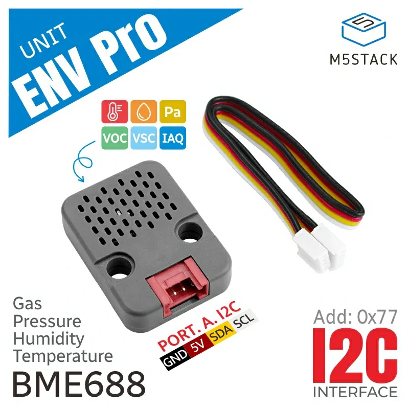 M5Stack用温度/湿度/圧力/ガスセンサー付きENV Proユニット(BME688)【M5STACK-U169】