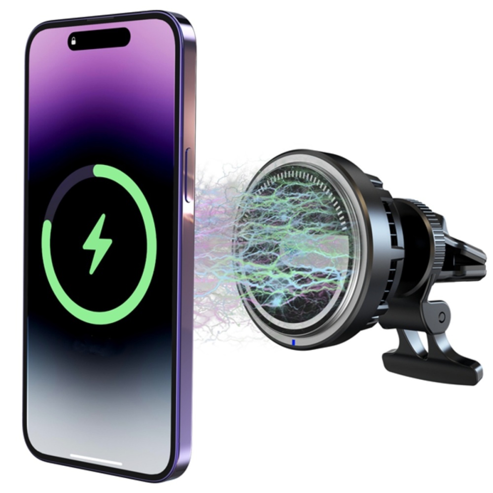 車載用ワイヤレス充電(最大15W/マグネット式ワイヤレス充電器＋シガー38W充電器付属モデル)【ACWPD-V015M-W38AC】