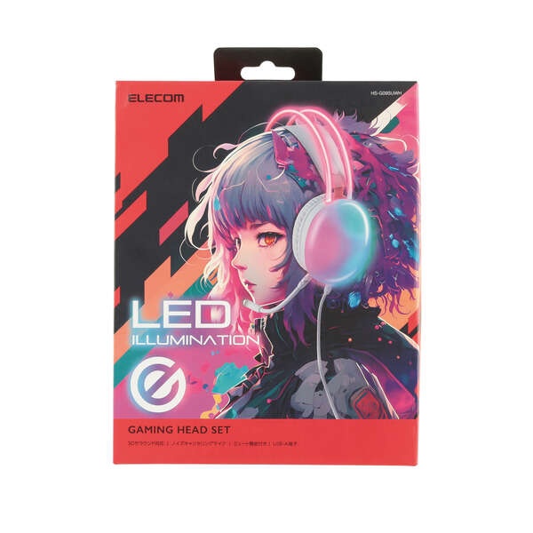LEDハウジングゲーミングヘッドセット(USBモデル)【HS-G09SUWH】