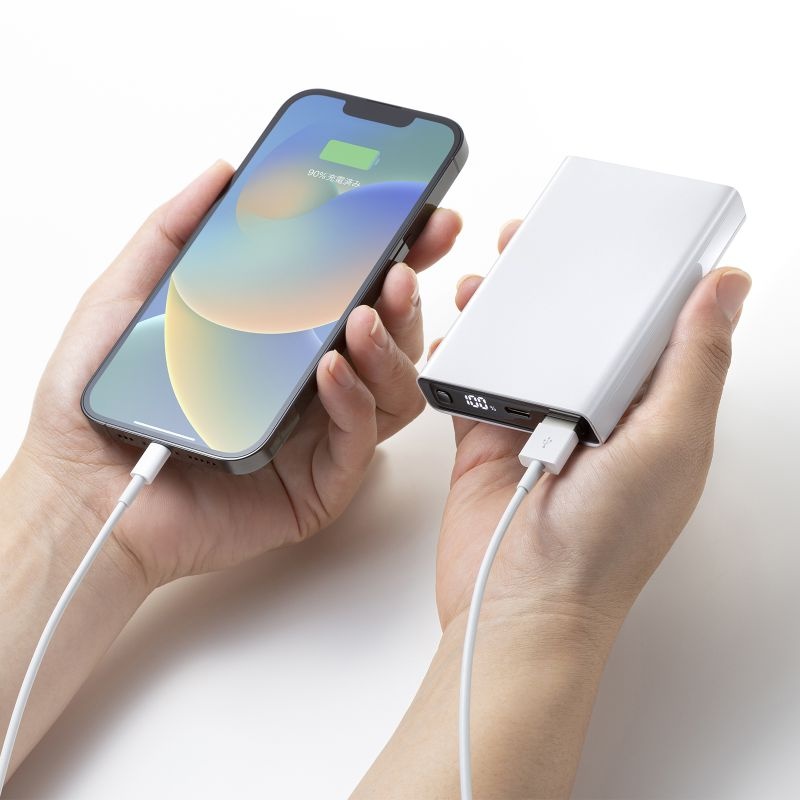 モバイルバッテリー(10000mAh.PD20W.ホワイト)【BTL-RDC27W】