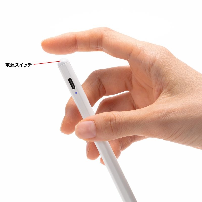 ハイブリッド充電式極細タッチペン(ホワイト)【PDA-PEN58W】
