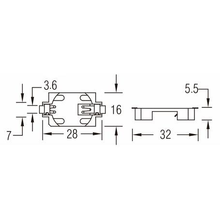 ボタン電池基板取付用ホルダー CR2032用(表面実装用)【CH28-2032LF】