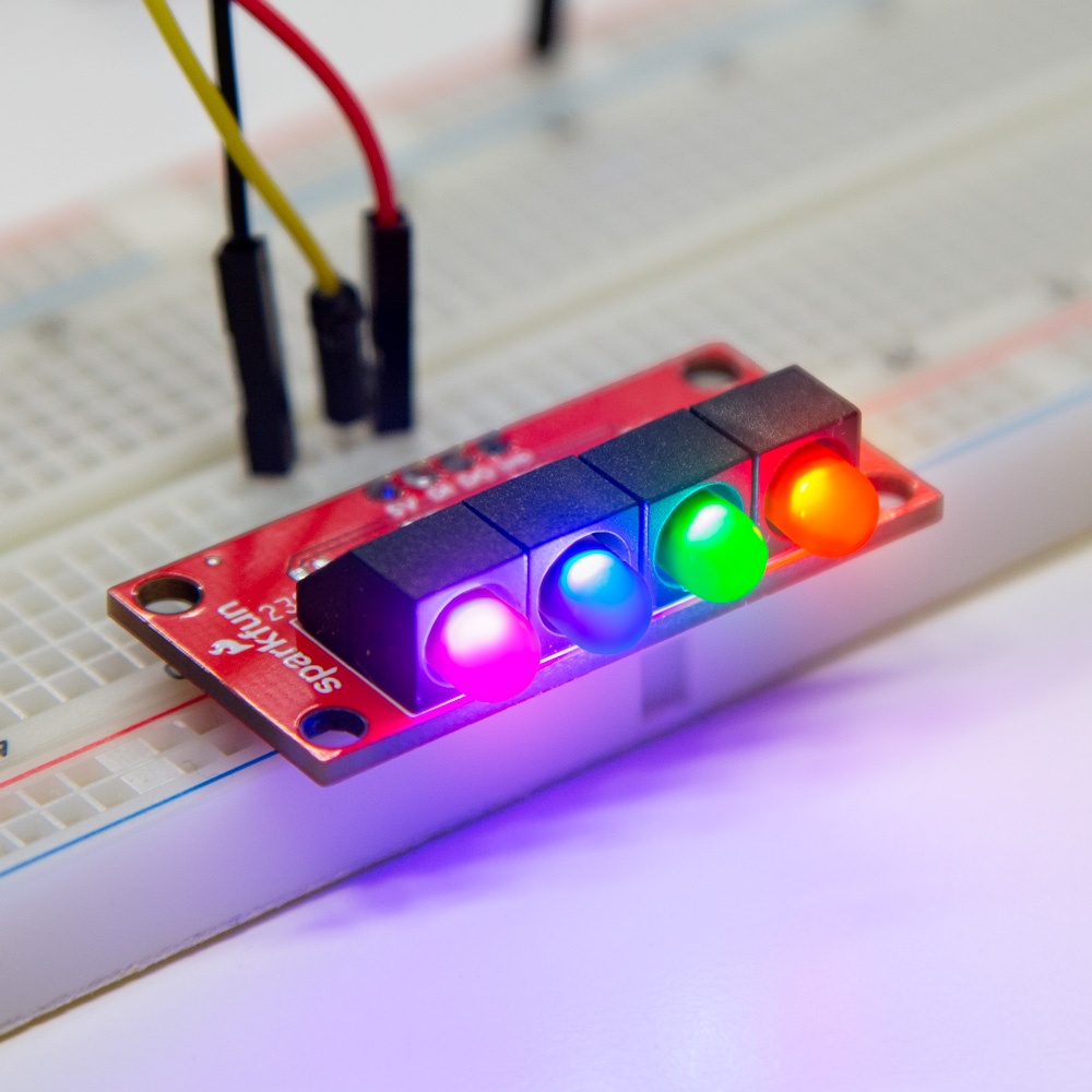 SparkFun アドレス指定可能RGB LEDインジケータ(5mm、直角)【COM-23649】
