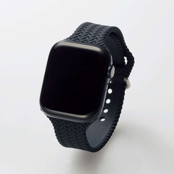 Apple Watch用 シリコンバンド 編込デザインタイプ (49/45/44/42mm)【AW-45BDSCBBK】