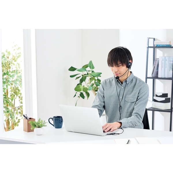 指向性マイク モバイルヘッドセット 小型タイプ USB Type-C【HS-HP13SCBK】