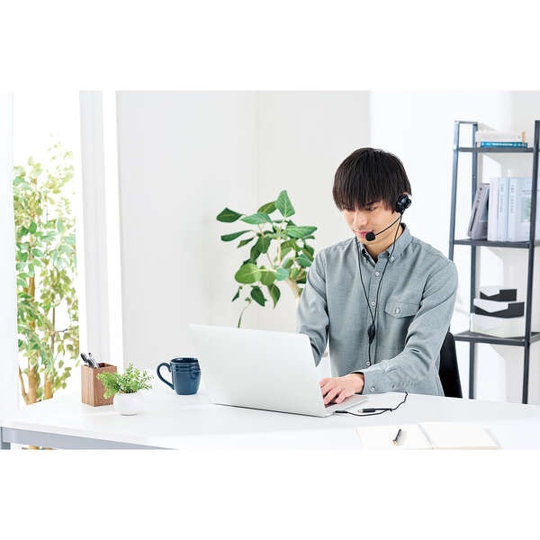 指向性マイク モバイルヘッドセット ネックバンドUSB Type-C【HS-NB11SCBK】