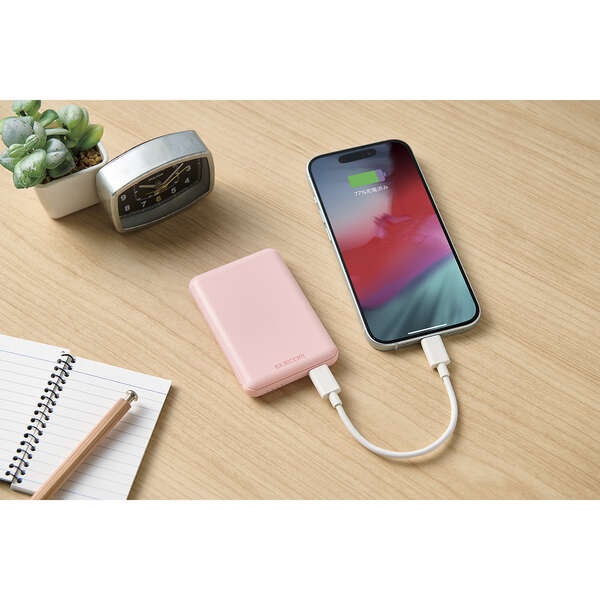 超コンパクトモバイルバッテリー(5000mAh/3A/USB Type-C×1)【DE-C48-5000PN】