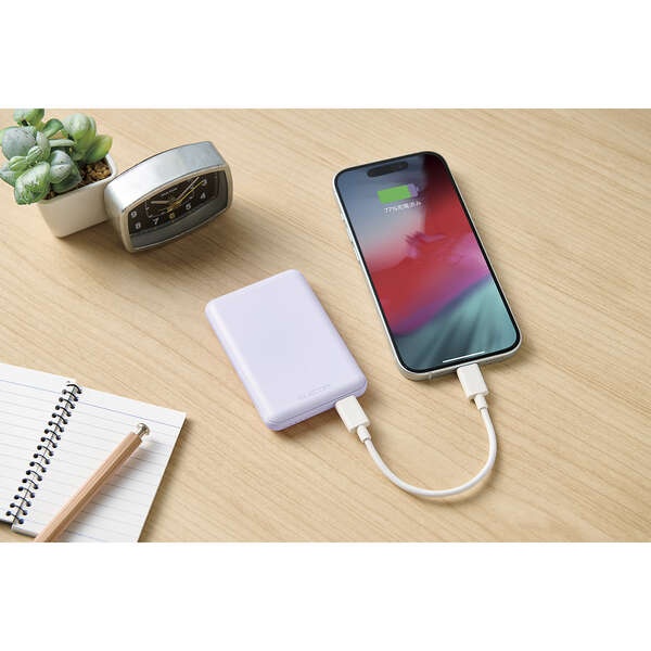 超コンパクトモバイルバッテリー(5000mAh/3A/USB Type-C×1)【DE-C48-5000PU】