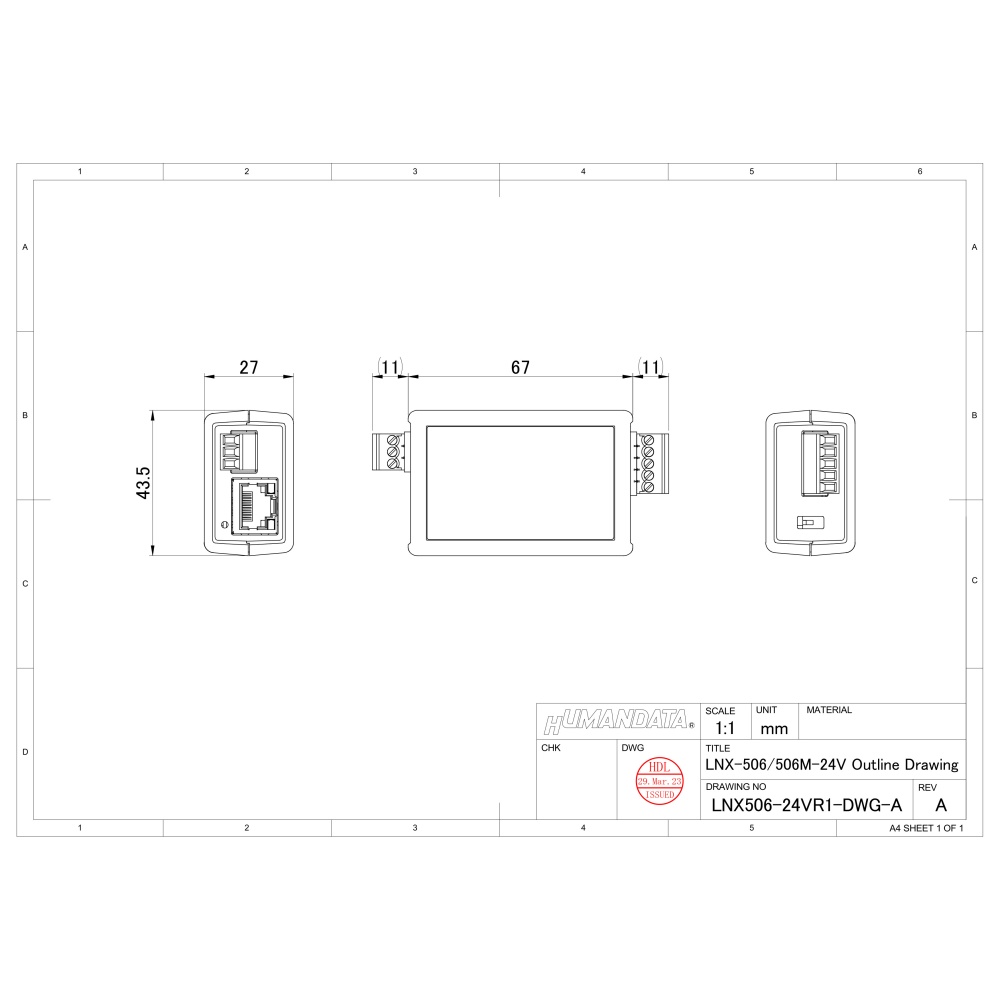 Modbus対応 RS-485 LANコンバータ(コンパクト)【LNX-506M】