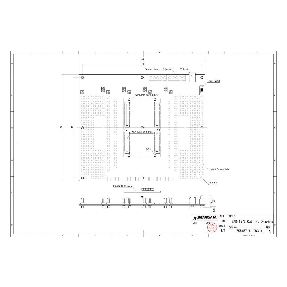 ACM/XCM-1L 2Lシリーズ対応ユニバーサル基板(MAX1.8V)【ZKB-157L】