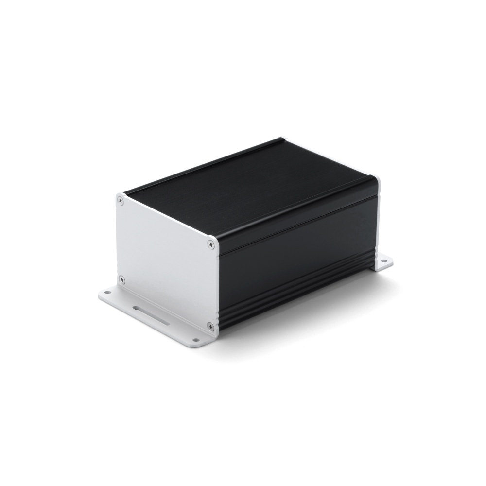 EXF型フランジ足付アルミ押出材ケース(ブラック/シルバー)【EXF14-9-19BS】