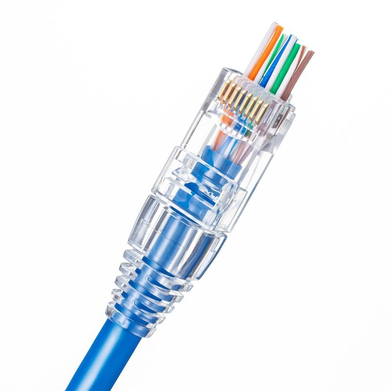 RJ-45コネクタ(カテゴリ6A、貫通型、への字ラッチ、ブーツ付き)10個入り【ADT-6ARJKNH-10】