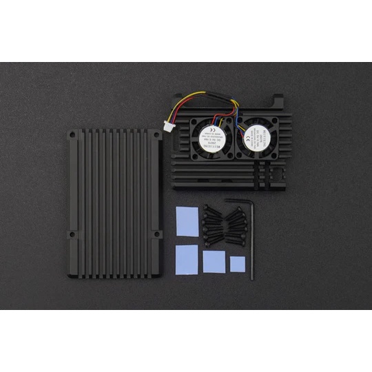 Raspberry Pi 5用デュアルファンヒートシンクケース【DFROBOT-FIT0979】
